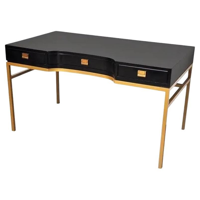 Black Lacquer 
Brass 
Consensus
 Writing Desk by Drexel For Sale