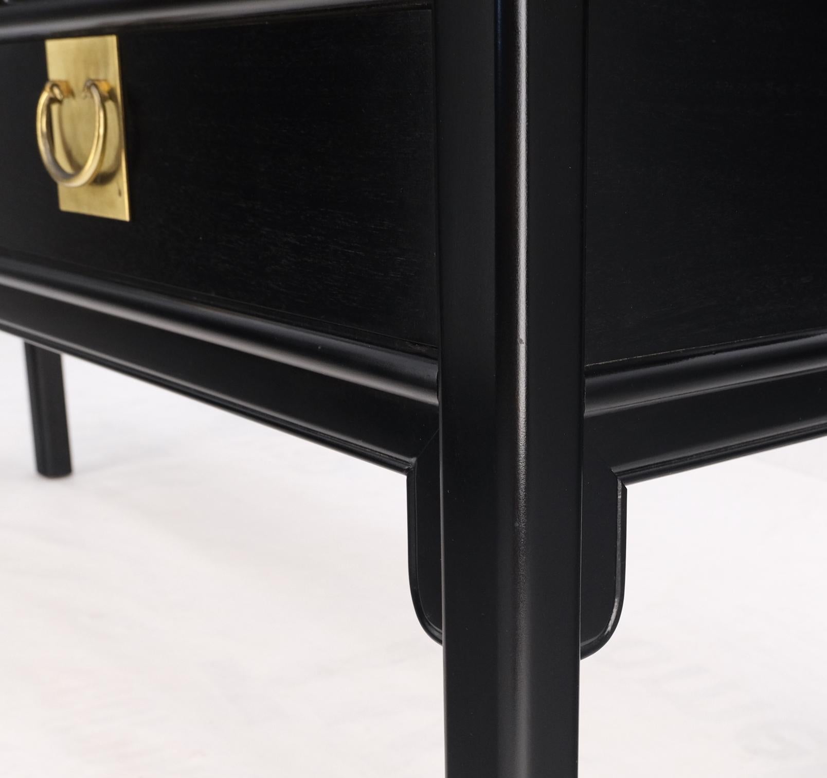 Lacquered Black Lacquer Brass Hardware 5 Drawers Oriental Long Credenza Console Table Mint