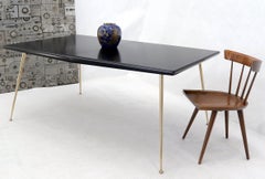 Black Lacquer Brass Legs Gibbings Dining Table with 1 Extensions Board