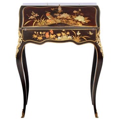 Antique Black Lacquer Bureau de Pente