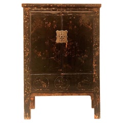 Black Lacquer Cabinet with Gilt Motif