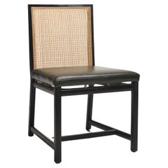 Retro Black Lacquer Cane Back Dining Chairs by Michael Taylor for Baker