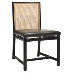 Black Lacquer Cane Back Dining Chairs by Michael Taylor for Baker