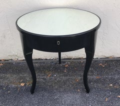 Black Lacquer Charles X Style Round Mirrored Top Side Table by Ralph Lauren