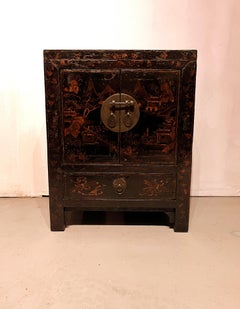 Black Lacquer Chest with Gilt Motif
