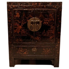 Black Lacquer Chest with Gilt Motif