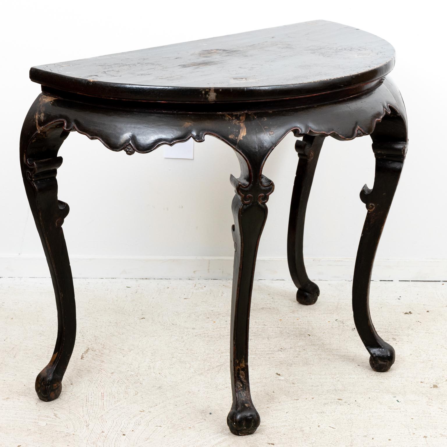 black demilune table