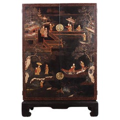 Black Lacquer Chinoiserie Cabinet
