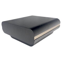 Mesa de centro cuadrada de 36" forrada de tela lacada negra Mid Century 1970 MINT