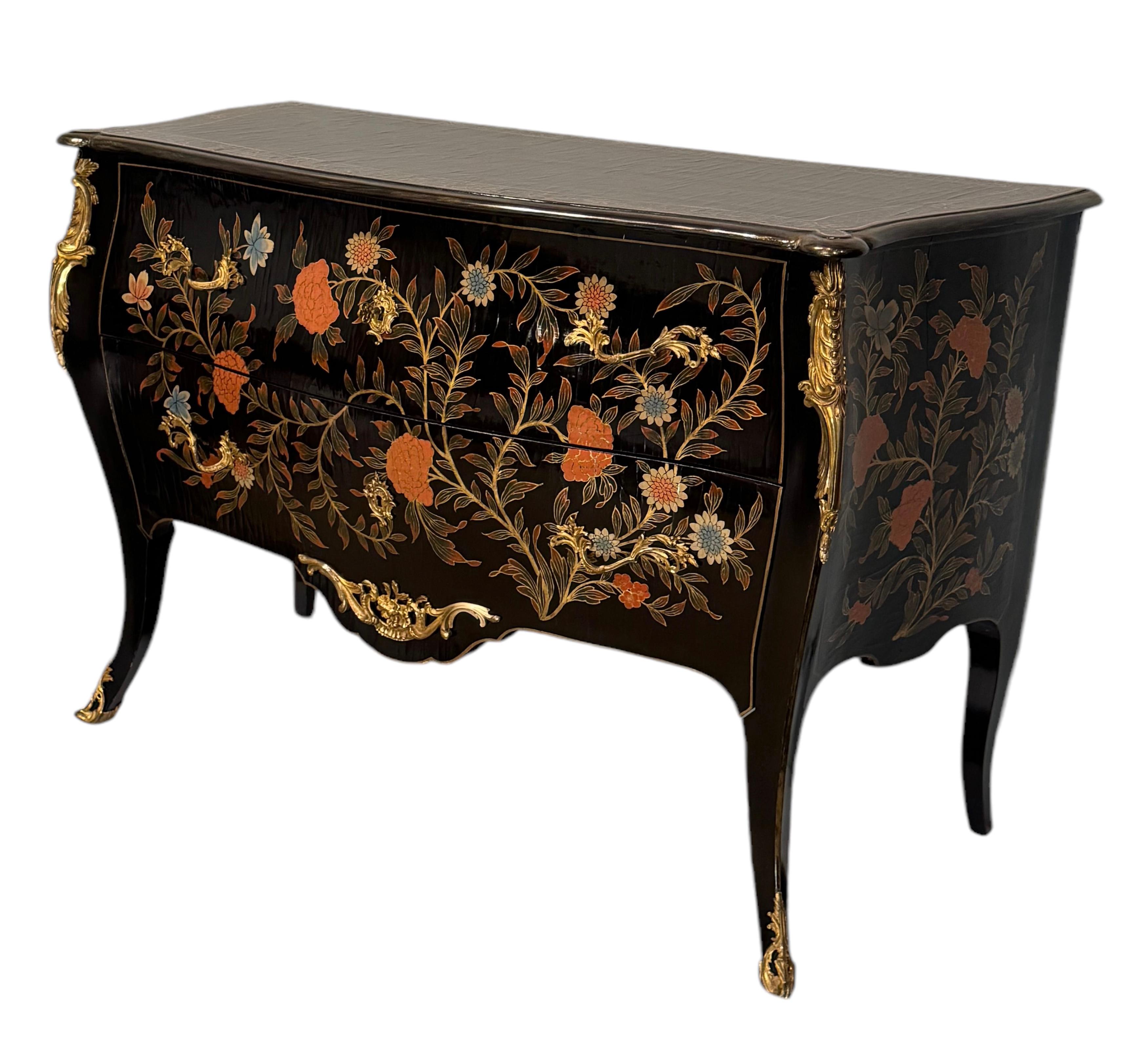 Francese Commode in lacca nera (20° secolo) in vendita