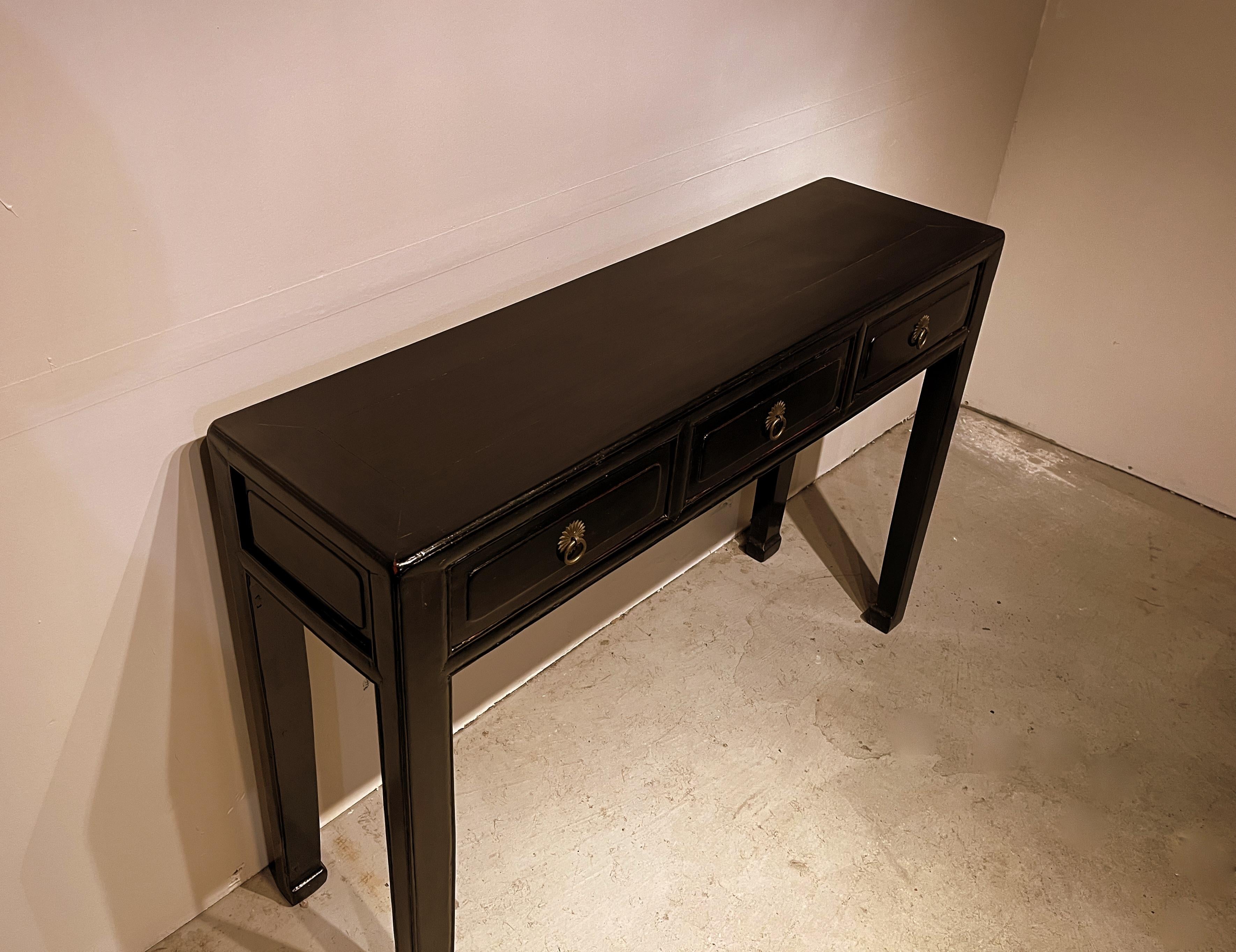 Black Lacquer Console Table For Sale 4