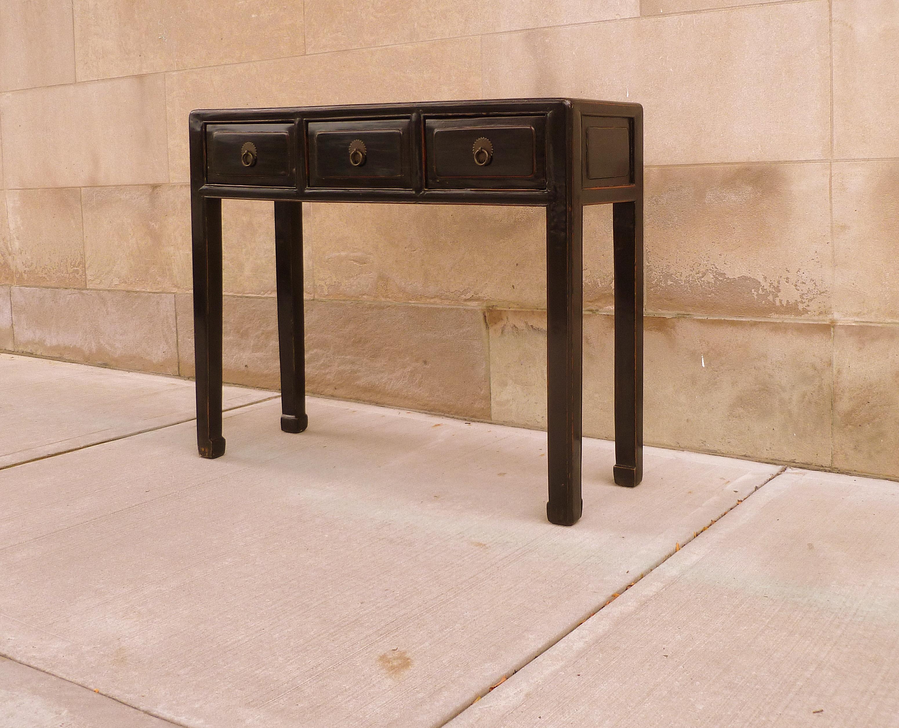 Polished Black Lacquer Console Table