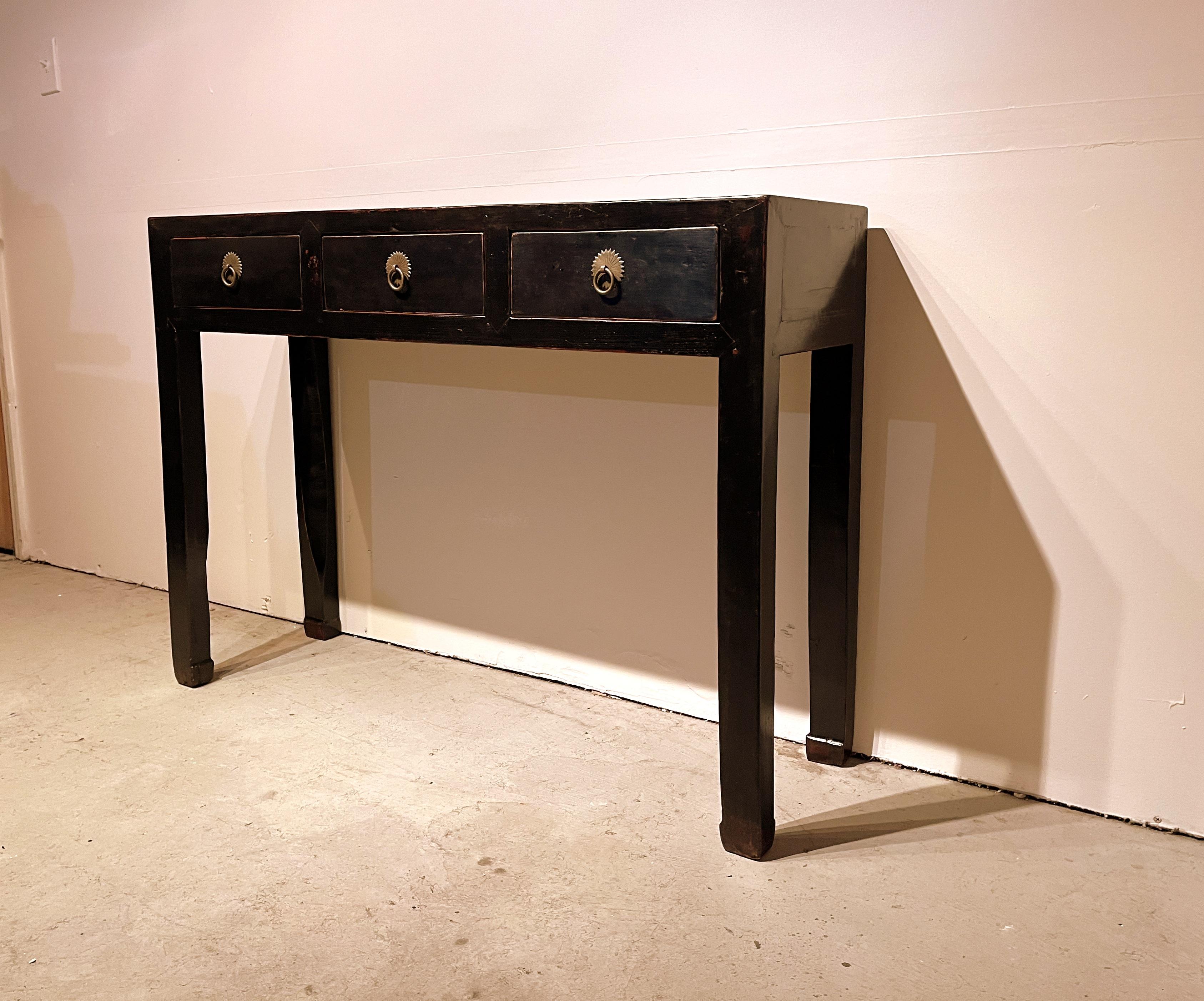 Mesa consola lacada en negro en Bueno estado para la venta en Greenwich, CT