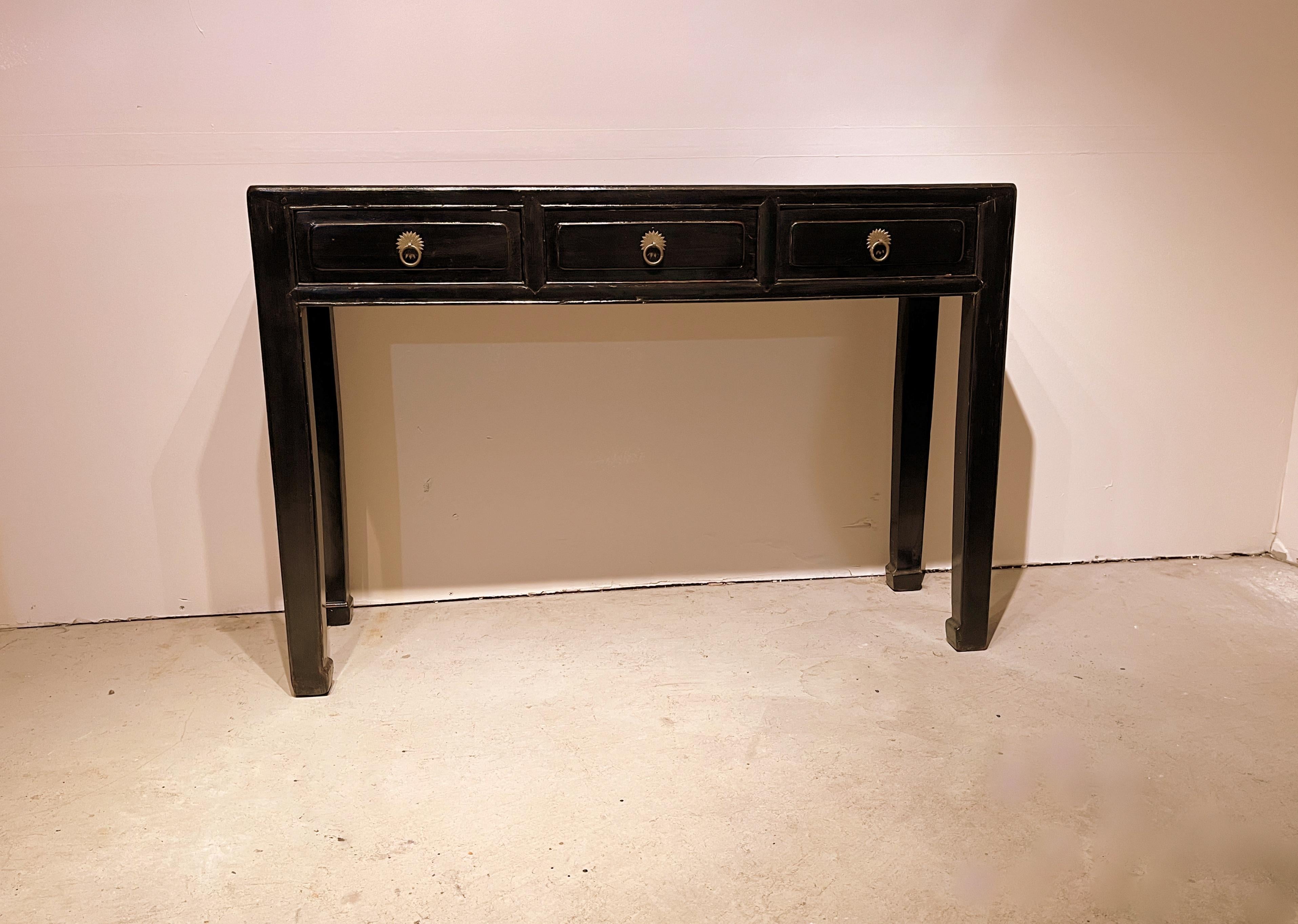 20th Century Black Lacquer Console Table For Sale
