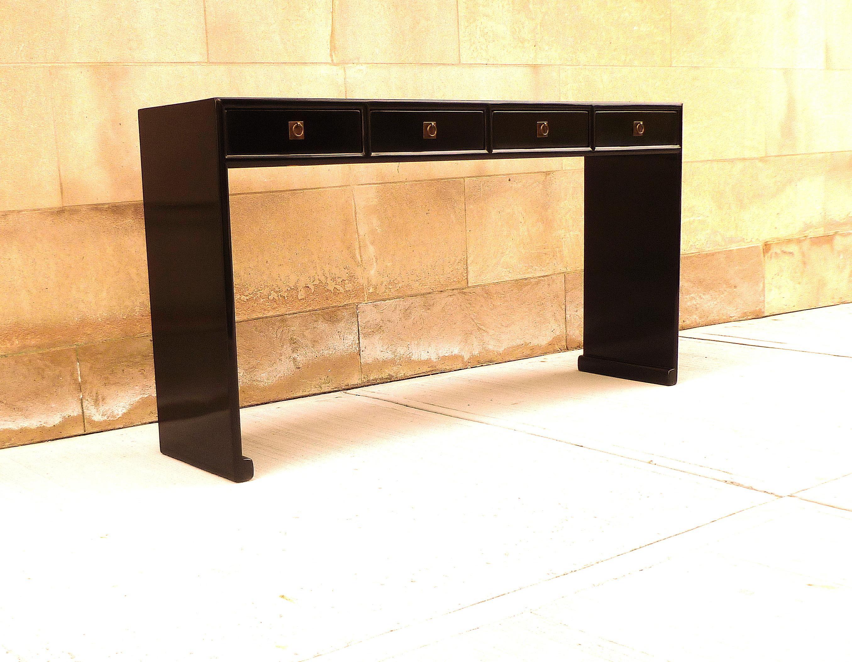 20th Century Black Lacquer Console Table