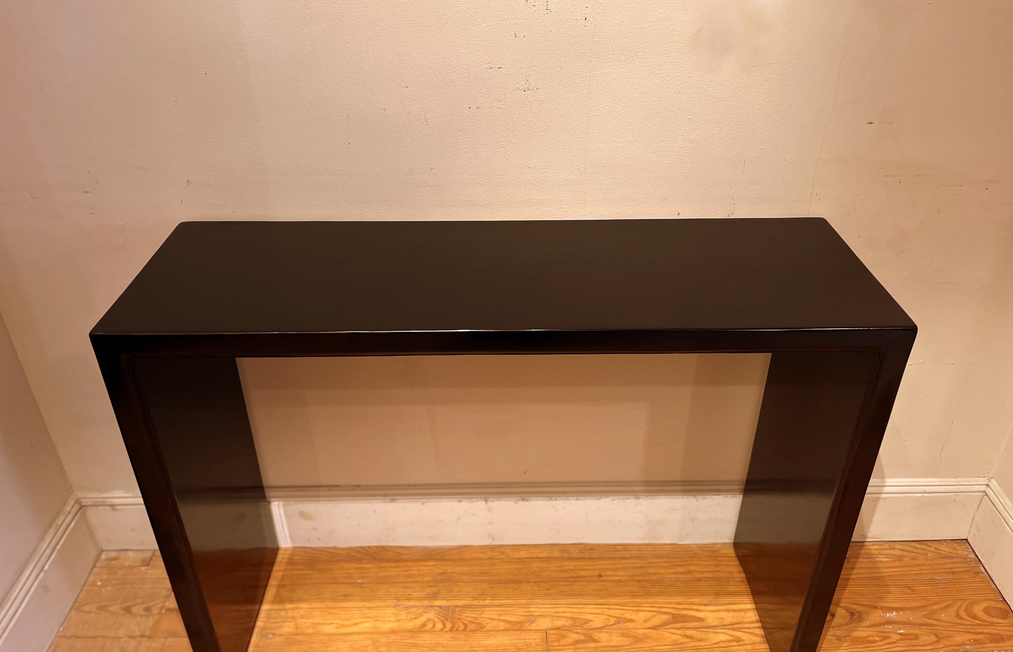 20th Century Black Lacquer Console Table For Sale