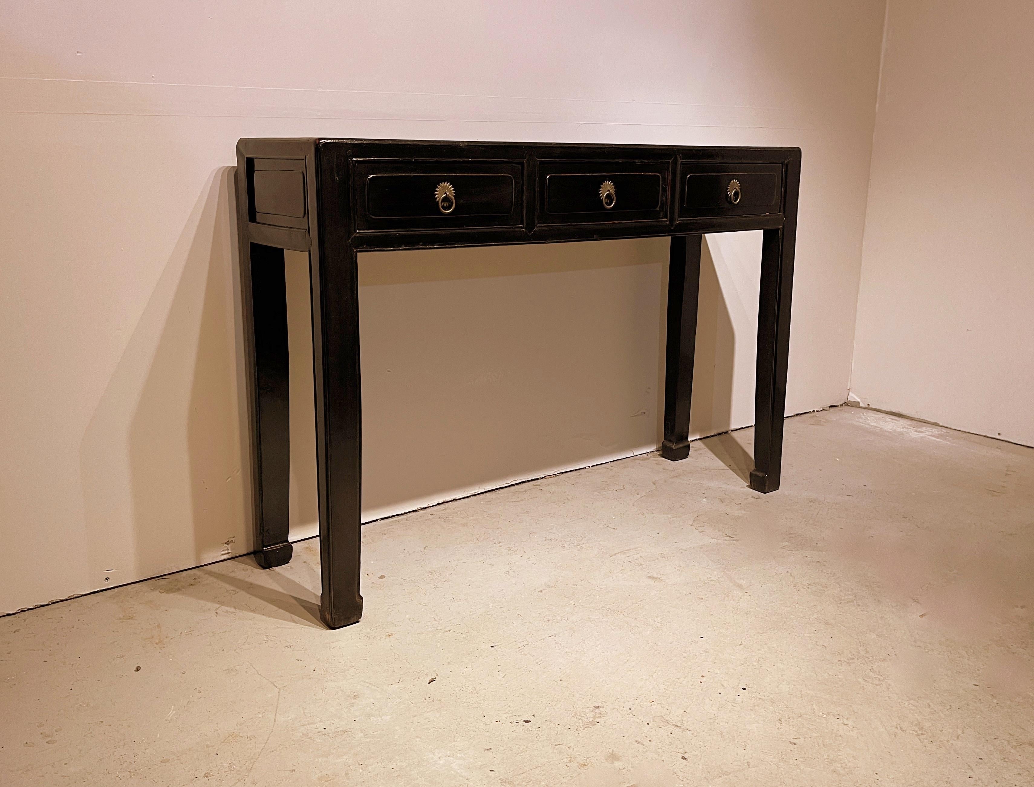 Black Lacquer Console Table For Sale 2