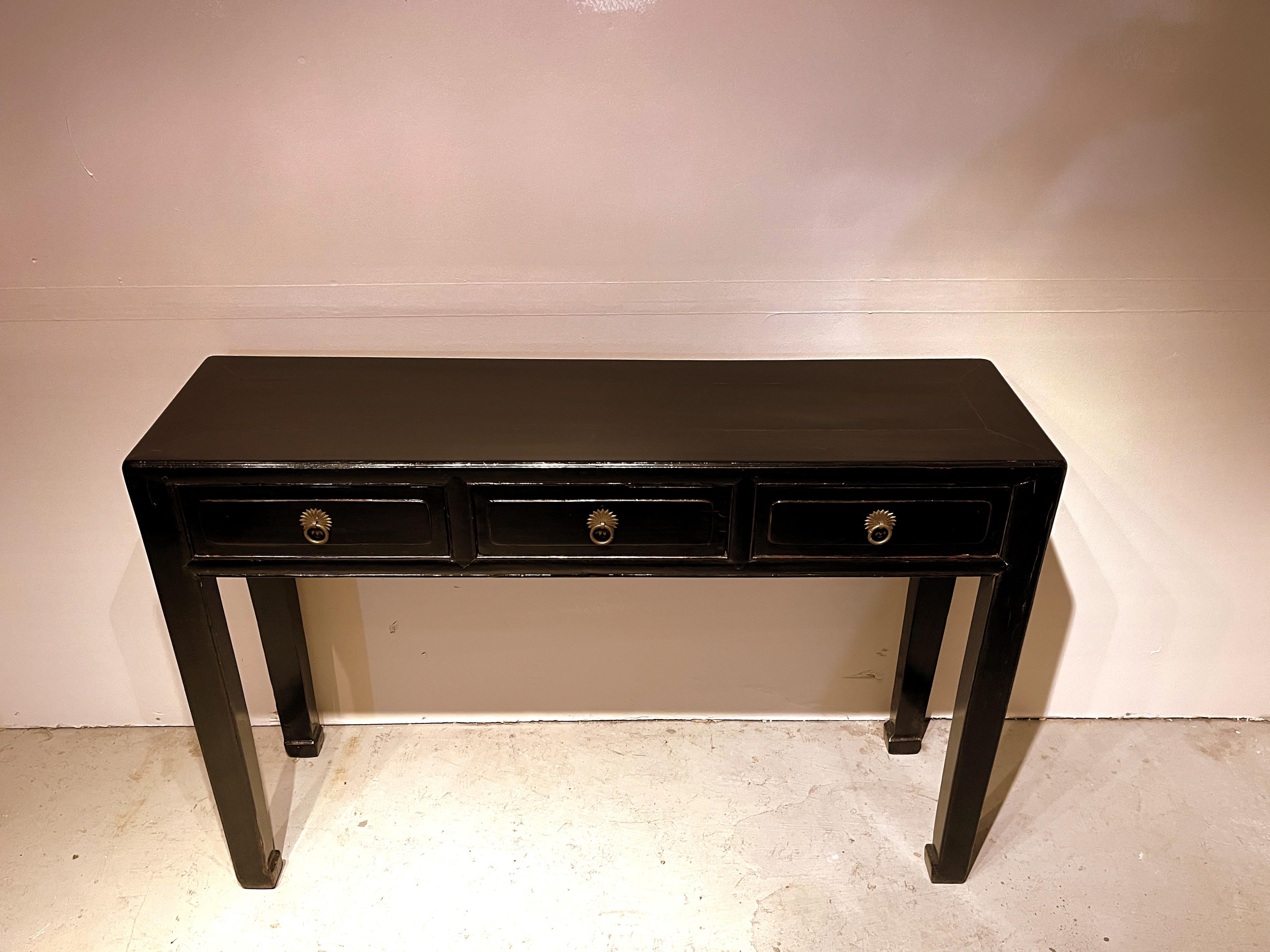 Black Lacquer Console Table For Sale 3