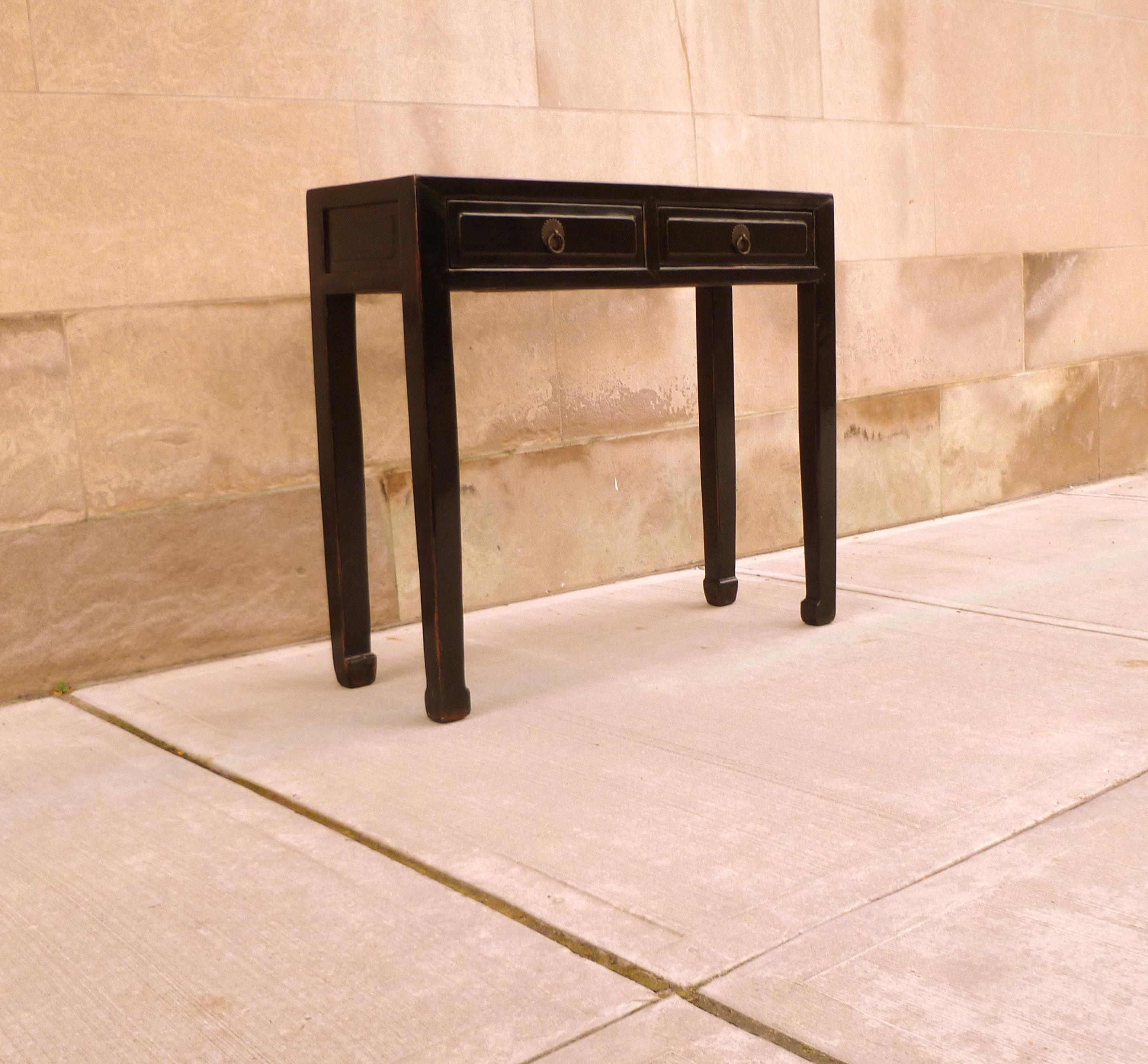 Table console en laque noire avec tiroirs en vente 3