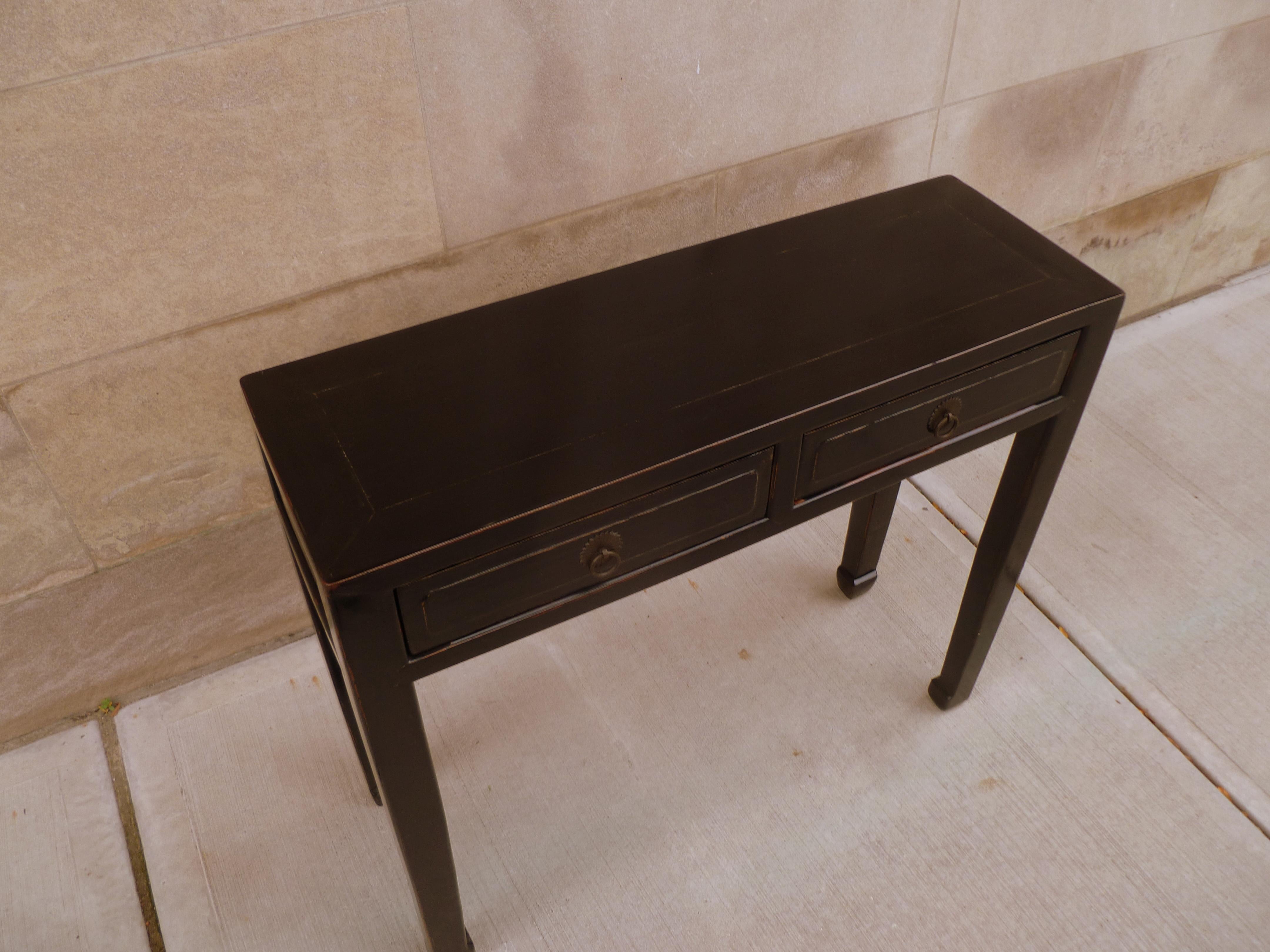 Table console en laque noire avec tiroirs en vente 5