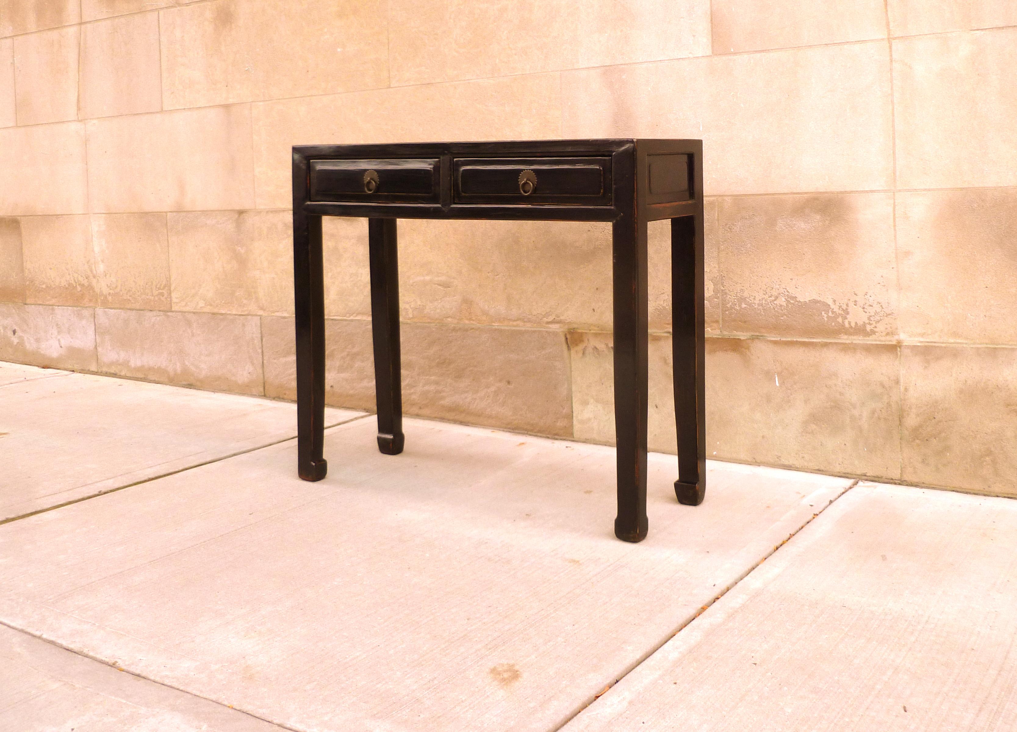 Table console en laque noire avec tiroirs Bon état - En vente à Greenwich, CT