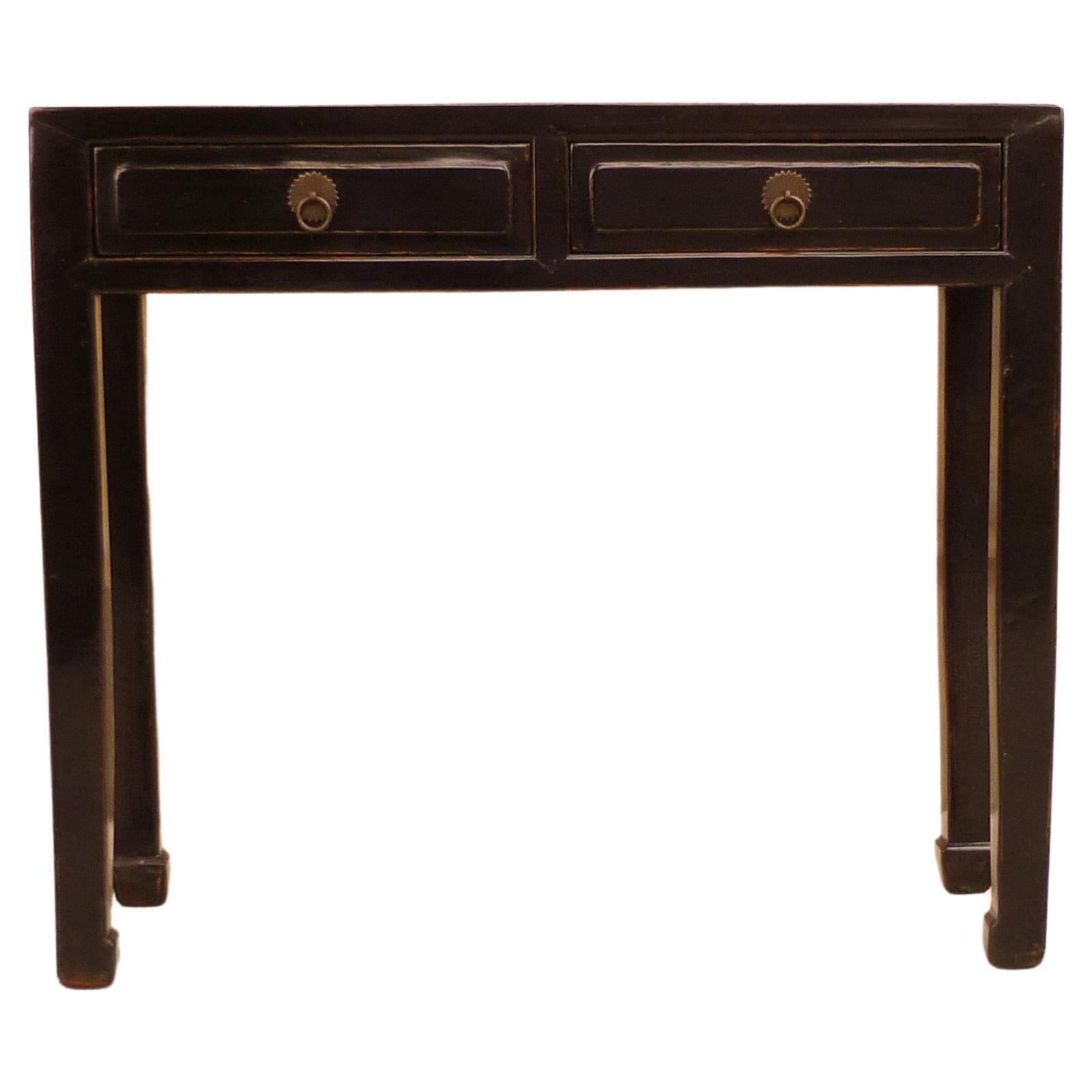 Black Lacquer Console Table with Drawers