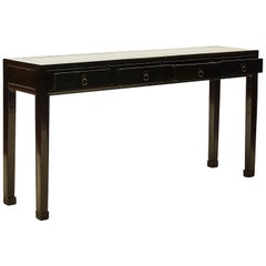 Black Lacquer Console with 4 Drawers