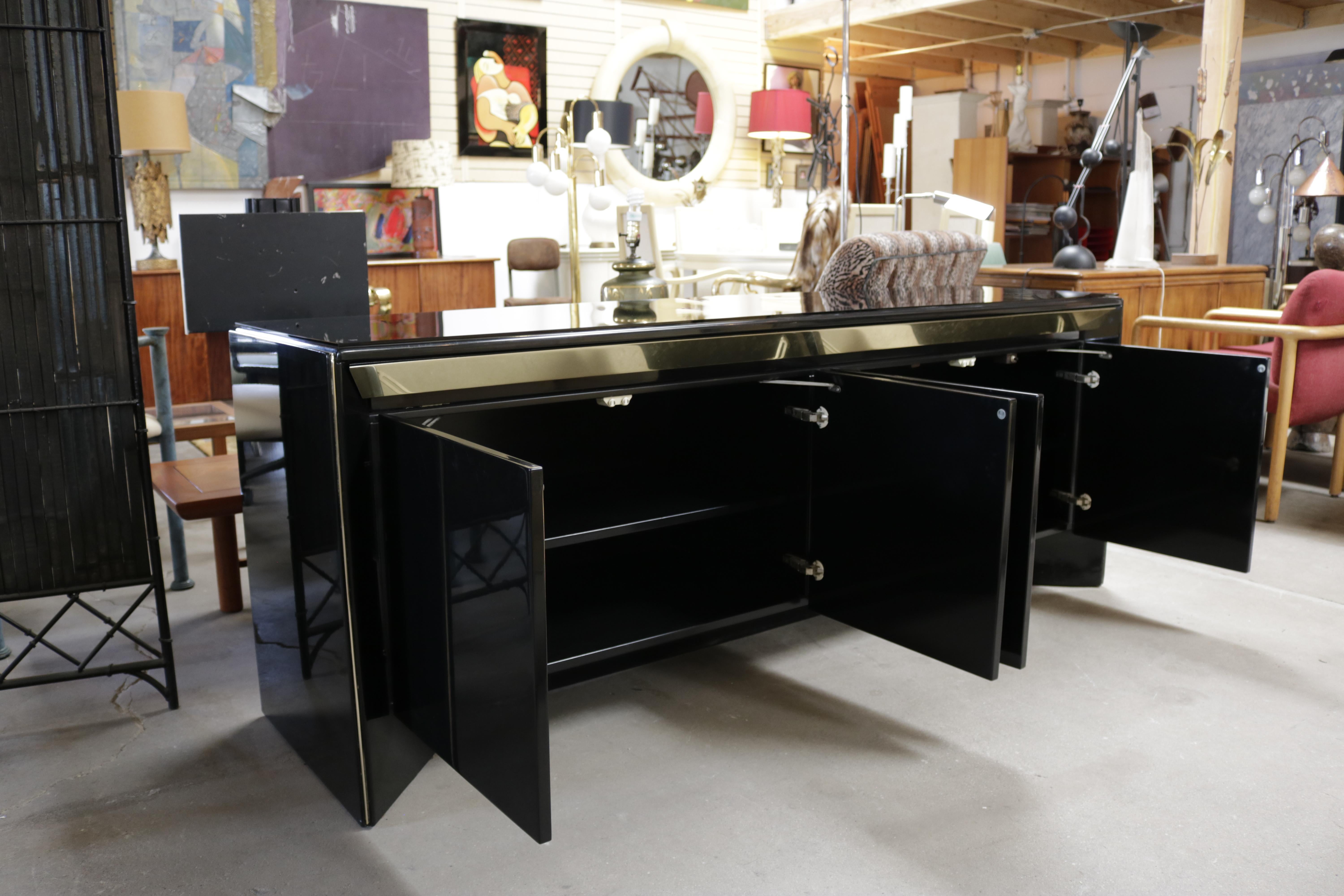 Canadian Black Lacquer Credenza by Rougier
