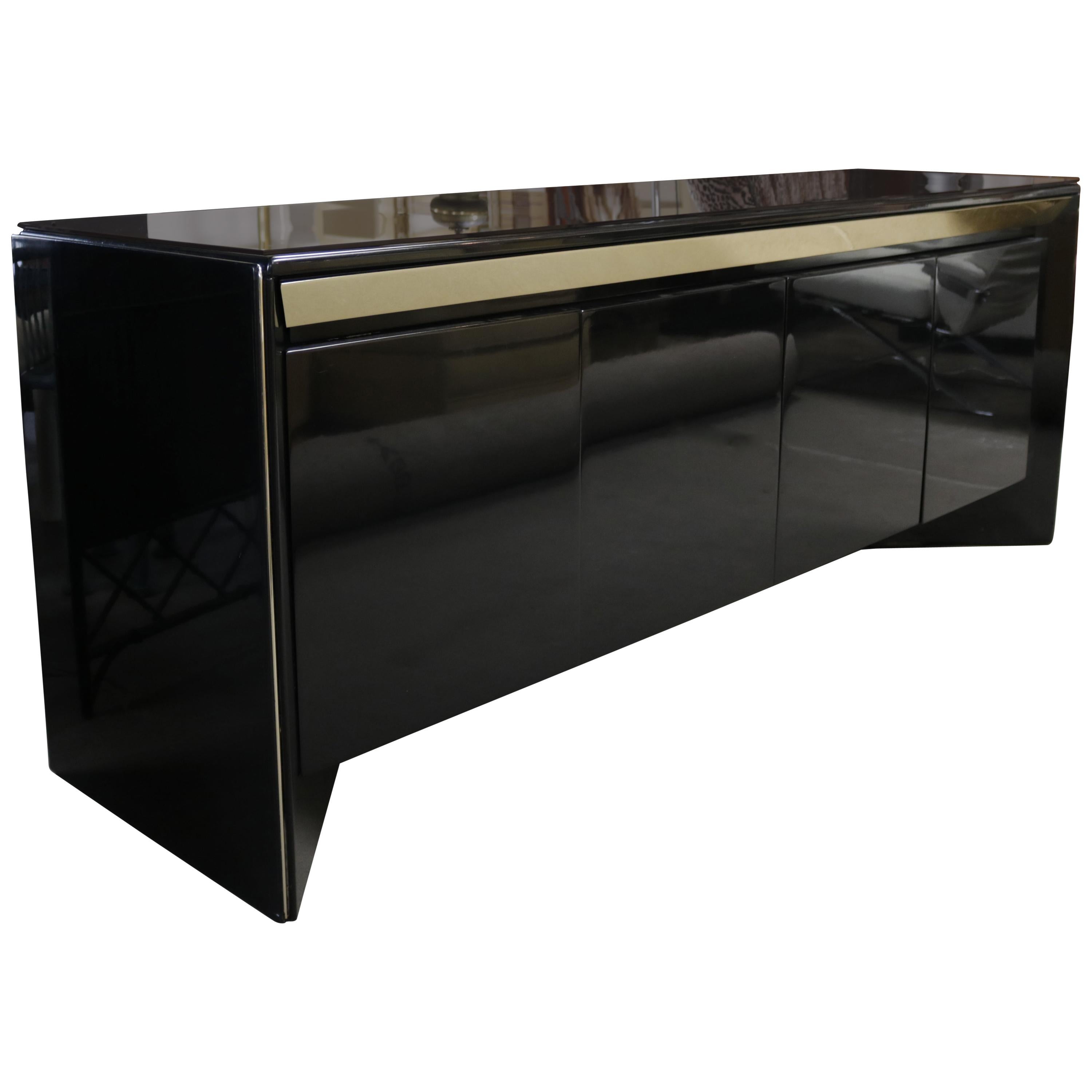 Black Lacquer Credenza by Rougier
