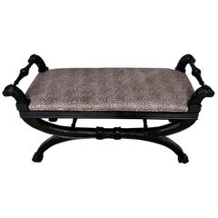 Black Lacquer Curule Bench in the Style of Maison Jansen