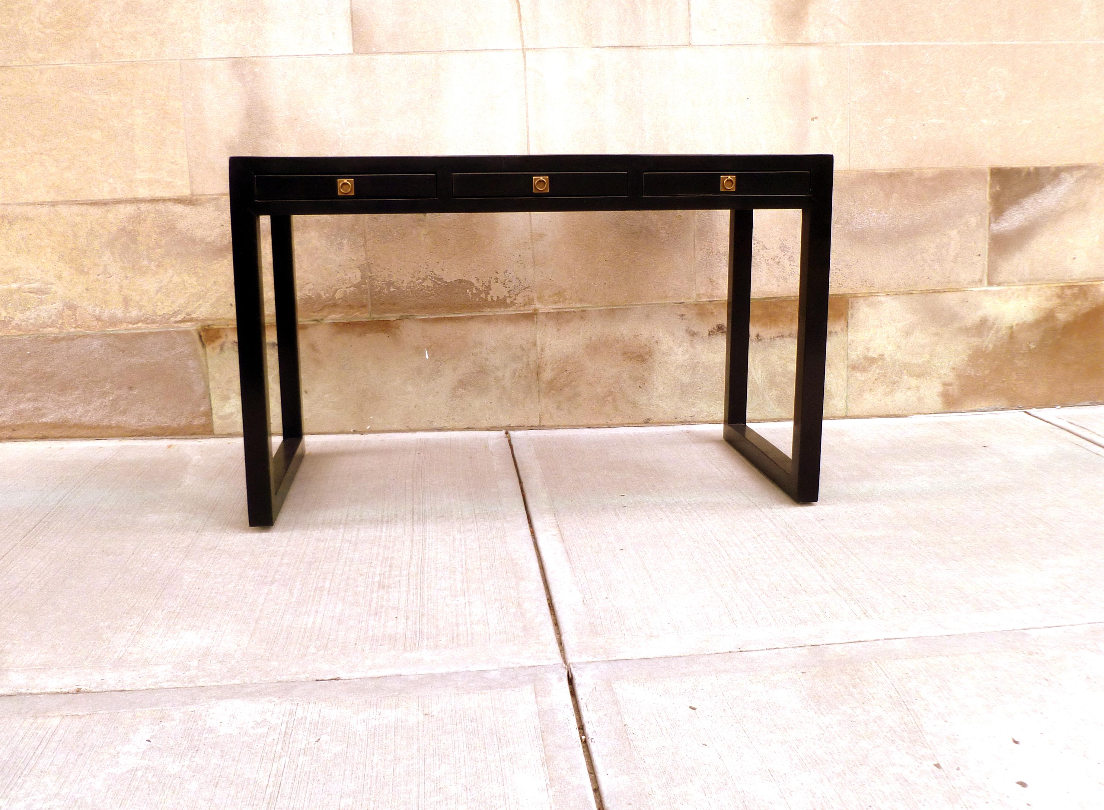 Chinese Black Lacquer Desk with Drawers
