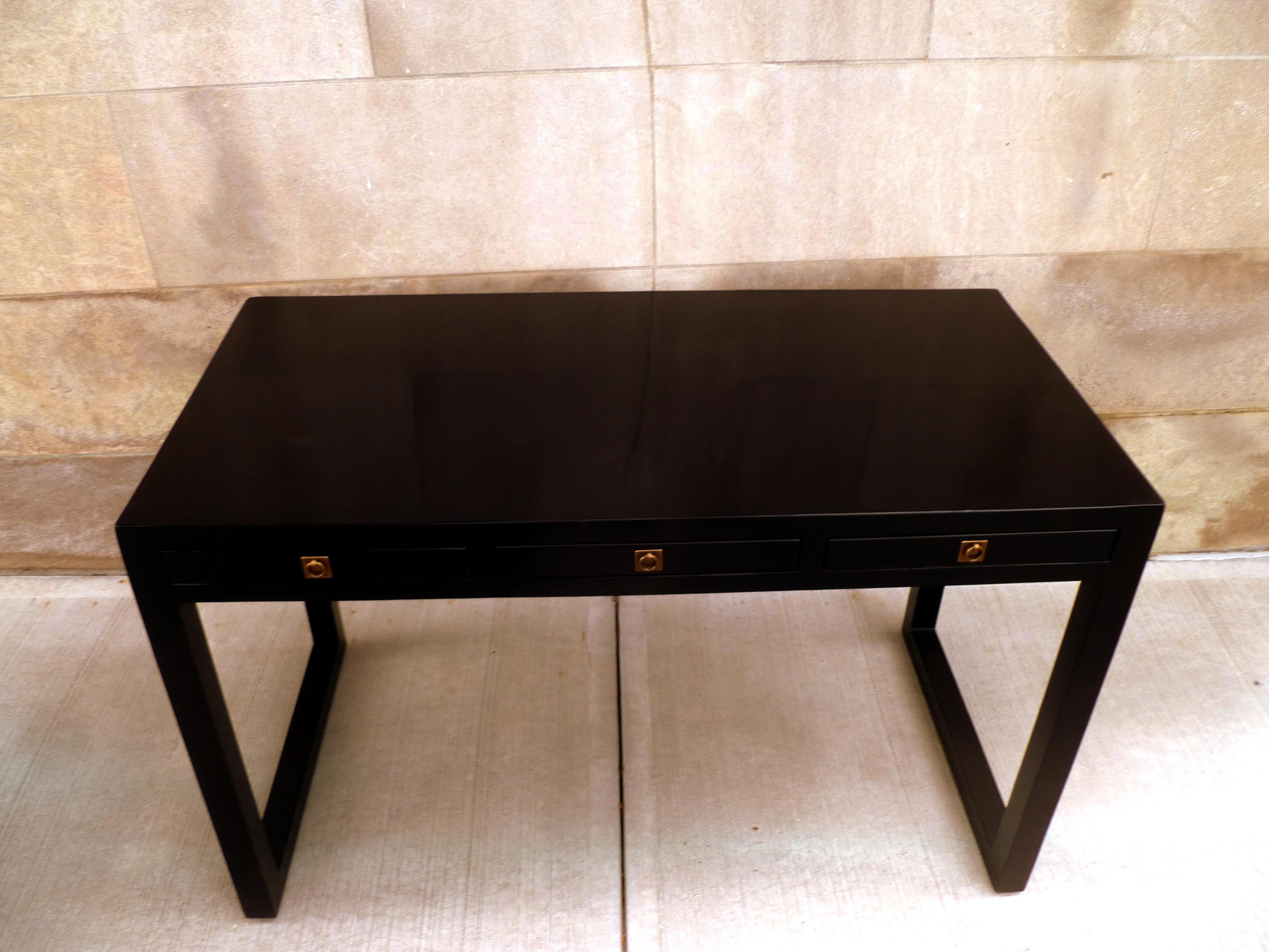 20th Century Black Lacquer Desk with Drawers