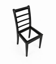 Black Lacquer Dining Chairs with Curved Ladder Back, 20th Century, Set of 6