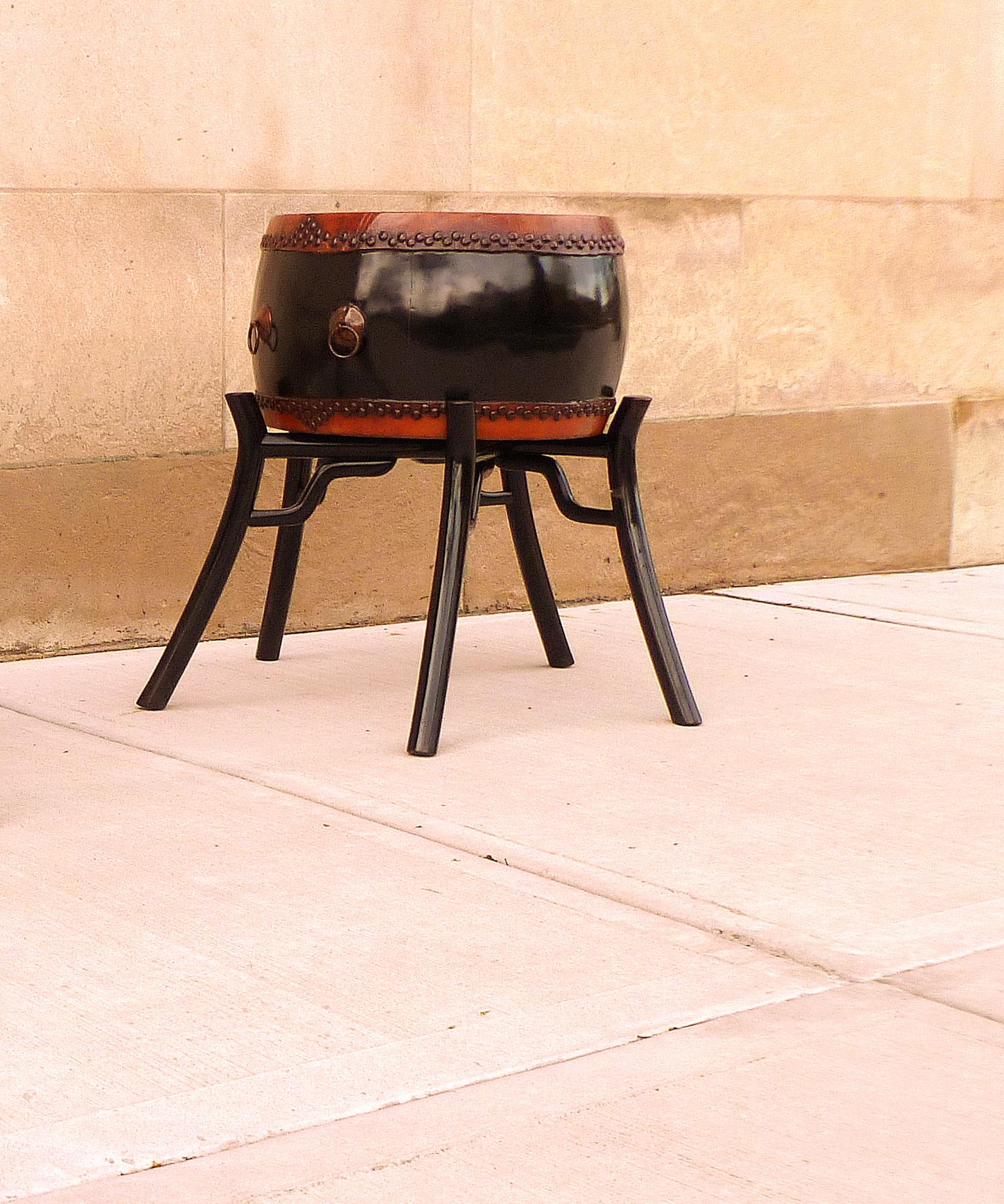 Black Lacquer Drum with Stand or End Table 1
