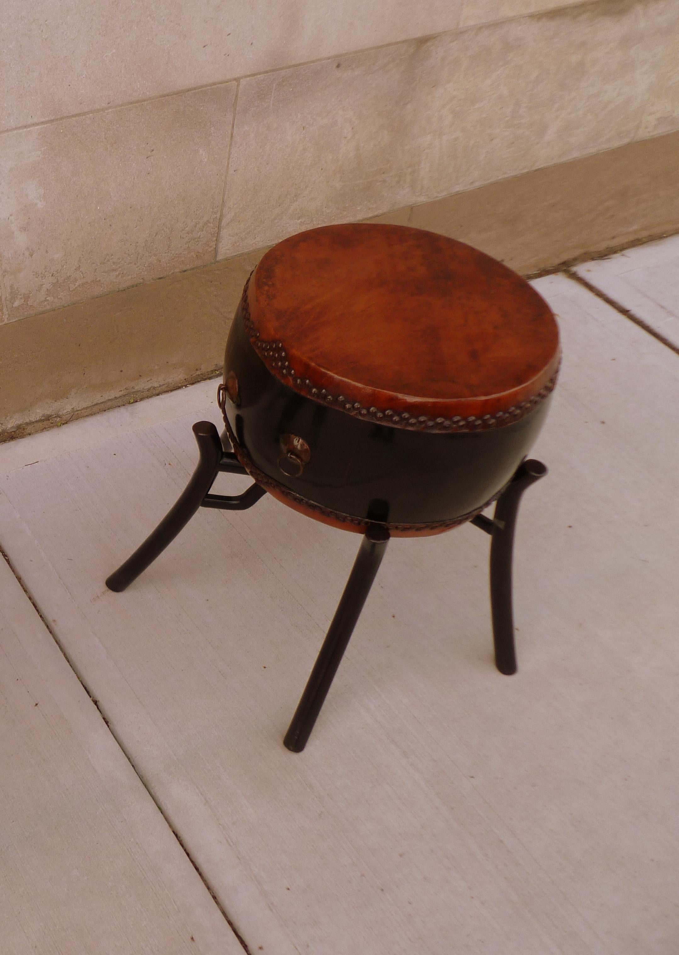 Black Lacquer Drum with Stand or End Table 2