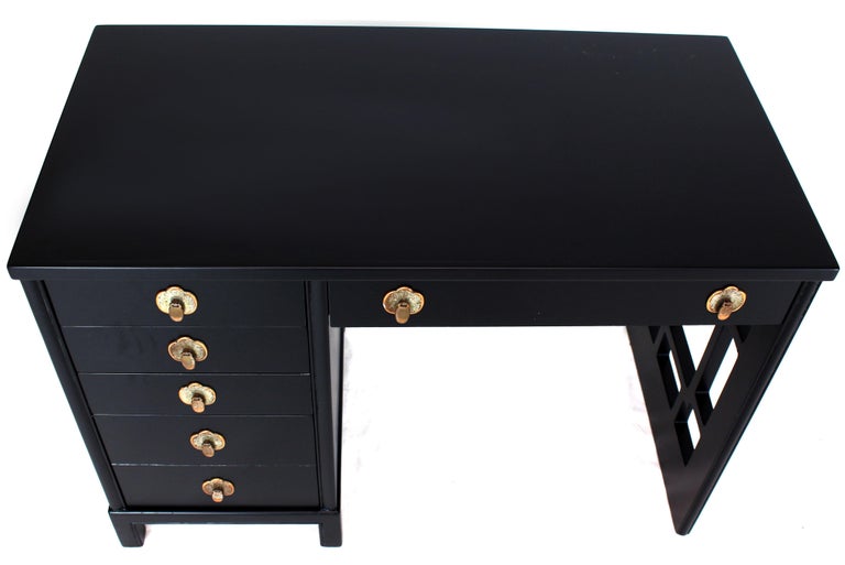 Black Lacquer Ebonized Finish MidCentury Modern Desk Writing Table For