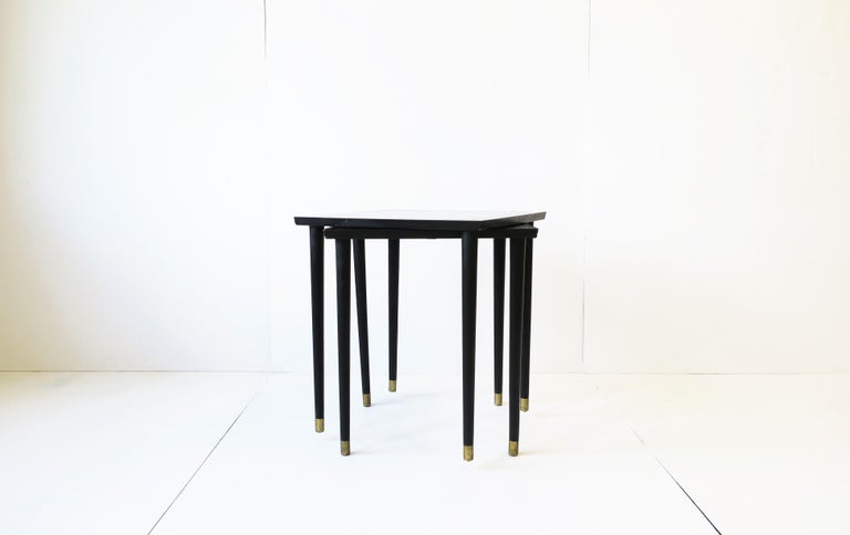 Midcentury Modern Black End, Side or Nesting Tables Pair, ca. 1940s For Sale 7