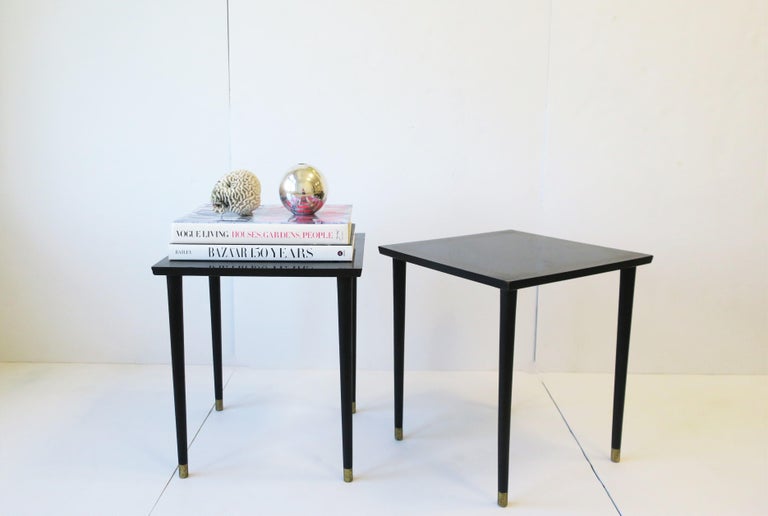20th Century Midcentury Modern Black End, Side or Nesting Tables Pair, ca. 1940s For Sale