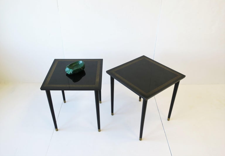 Wood Midcentury Modern Black End, Side or Nesting Tables Pair, ca. 1940s For Sale