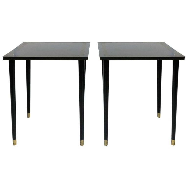 Midcentury Modern Black End, Side or Nesting Tables Pair, ca. 1940s For Sale