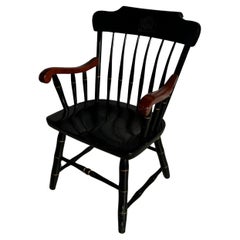 Black Lacquer Faux Bamboo Windsor Armchair