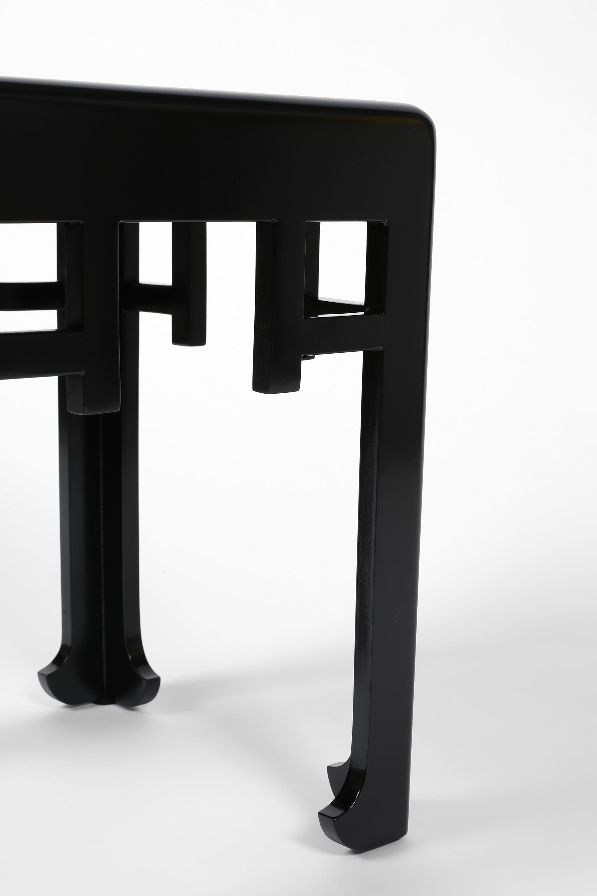 Black Lacquer French Art Deco Atelier Martine Side Table For Sale 8