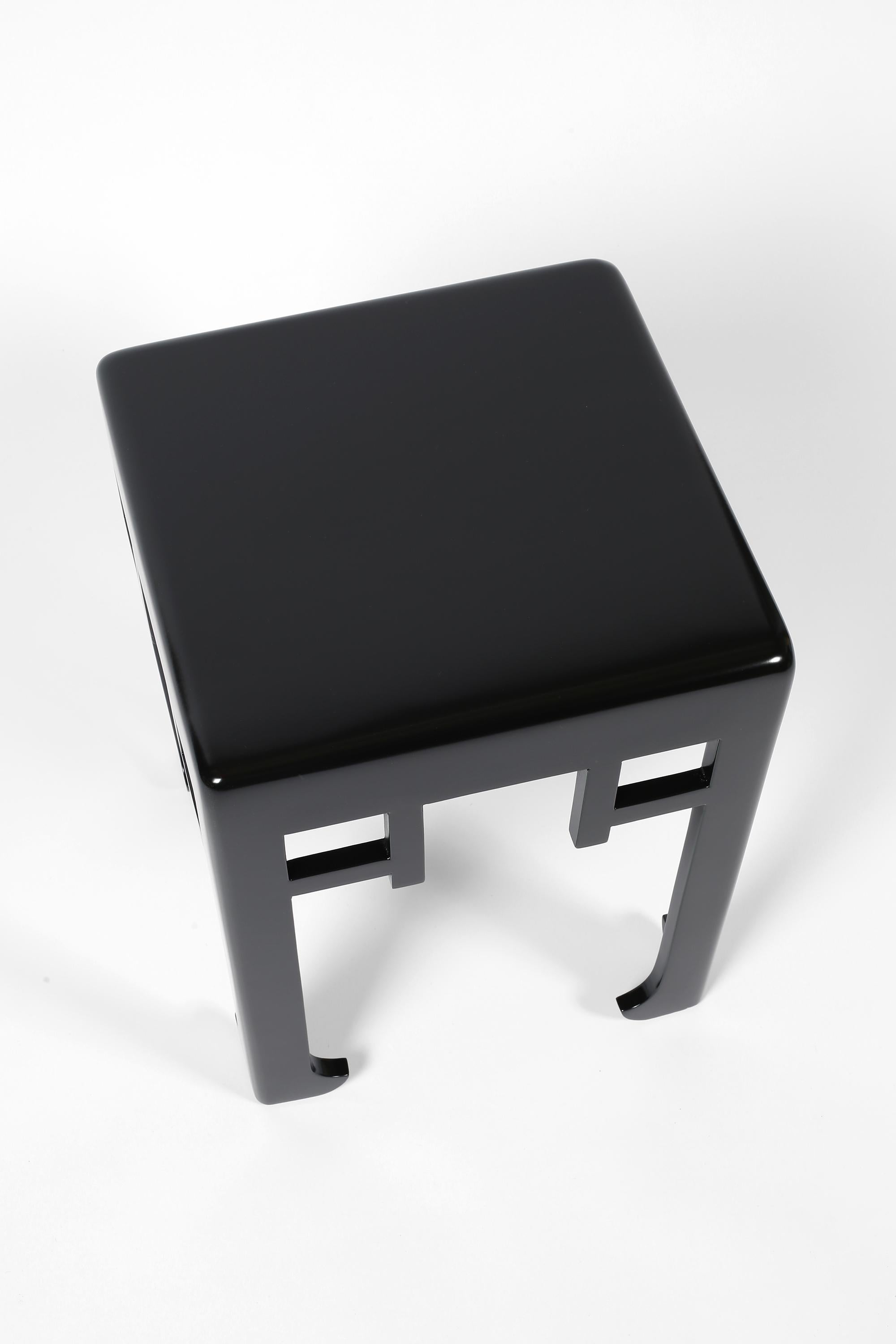 Black Lacquer French Art Deco Atelier Martine Side Table For Sale 9