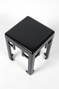 Black Lacquer French Art Deco Atelier Martine Side Table