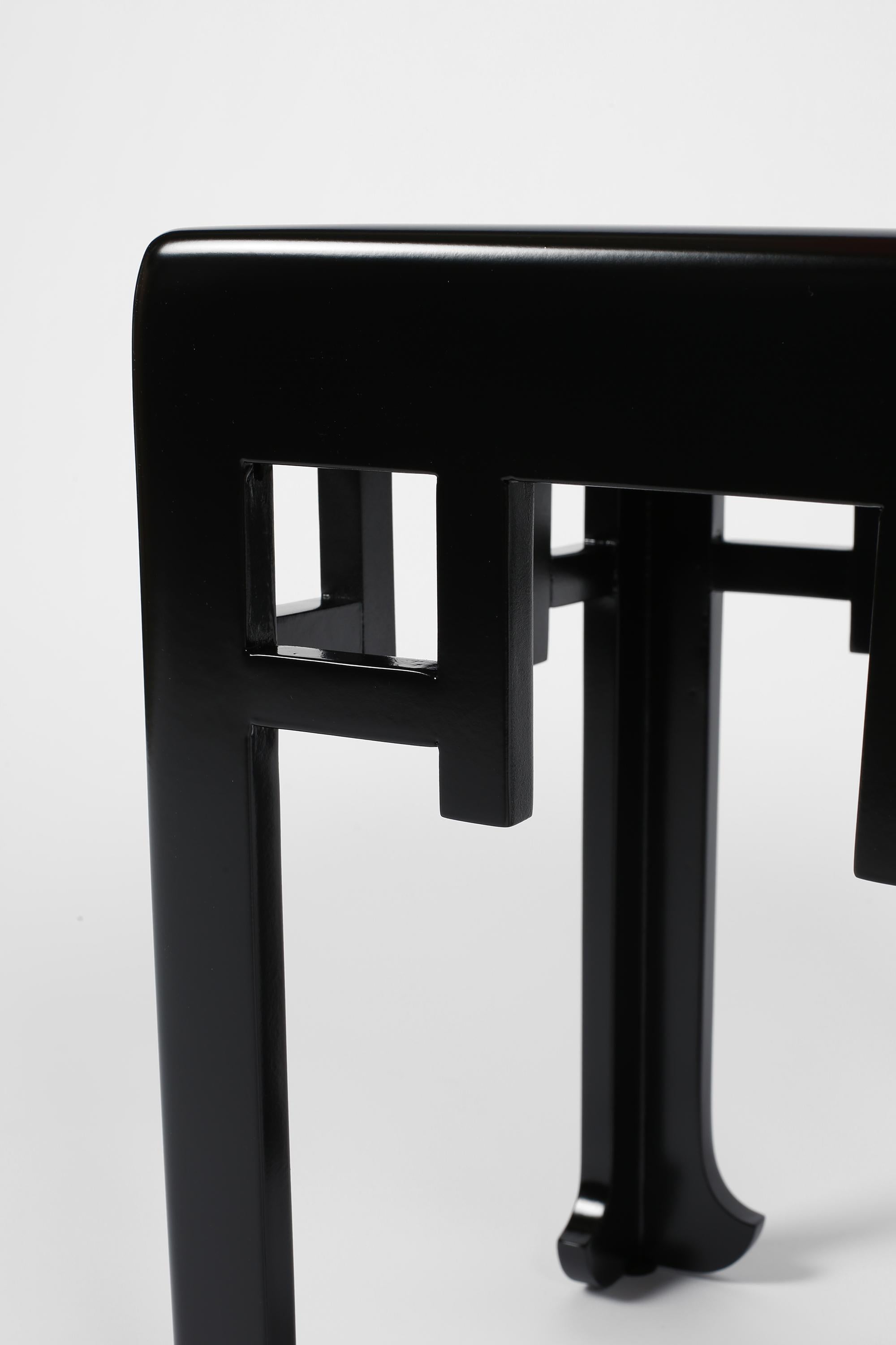 Black Lacquer French Art Deco Atelier Martine Side Table For Sale 2