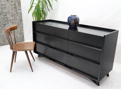 Black Lacquer Gallery Top Pieced Sculptural Wood Pulls Handles Dresser Credenza