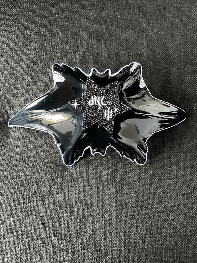 Black Lacquer Glass Dusted Chalk White Crystal Trim For Sale at 1stDibs