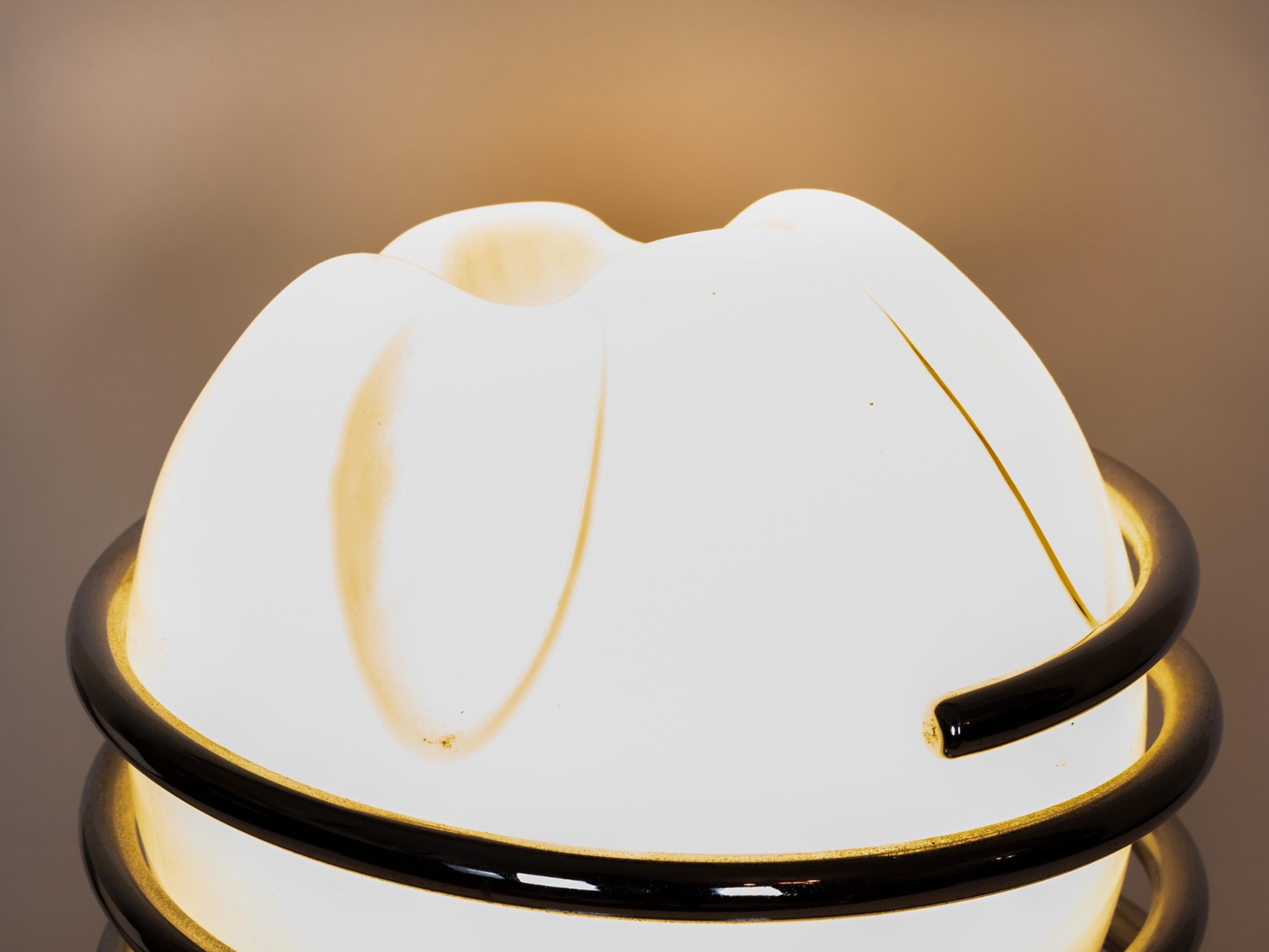 Laiton Black Lacquer Glass Table Lamp, 20th Century, Mid Century Modern en vente