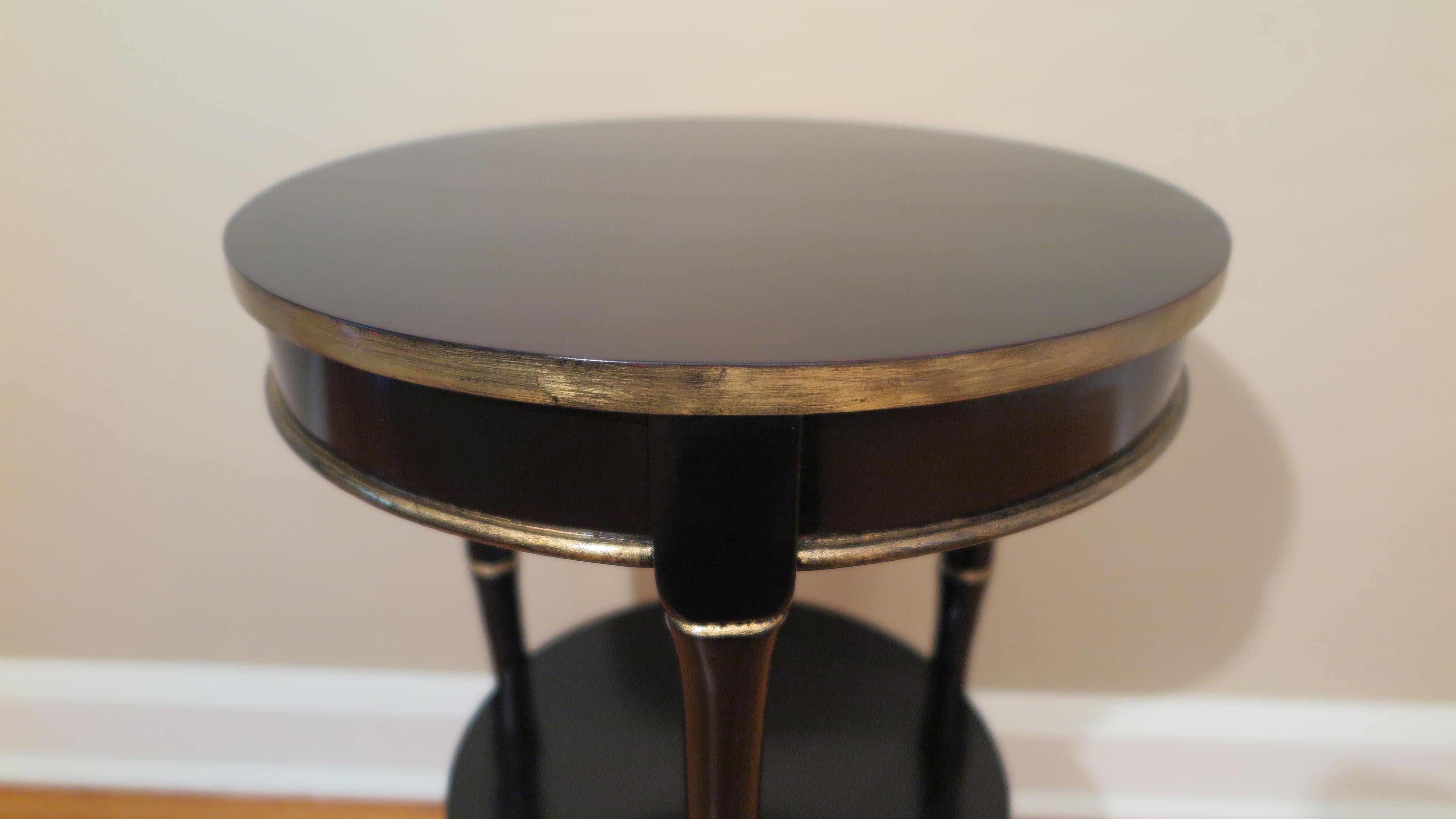 American Black Lacquer Gueridon Side Table