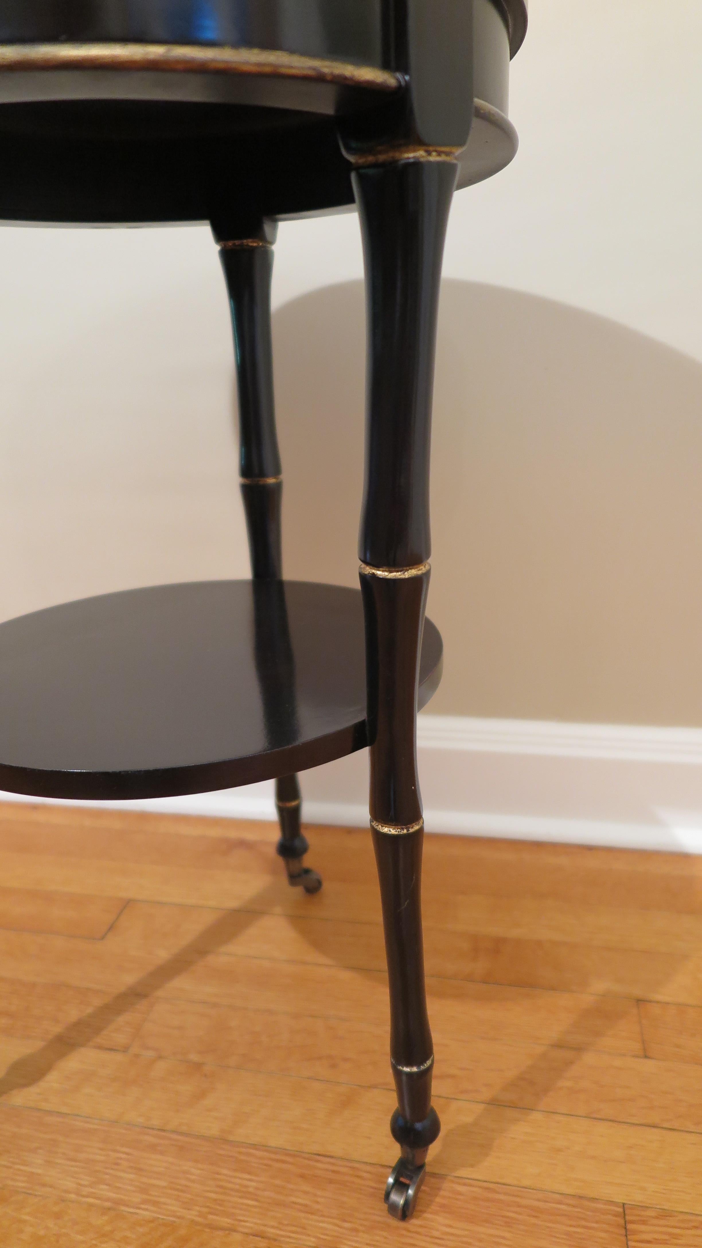 Wood Black Lacquer Gueridon Side Table